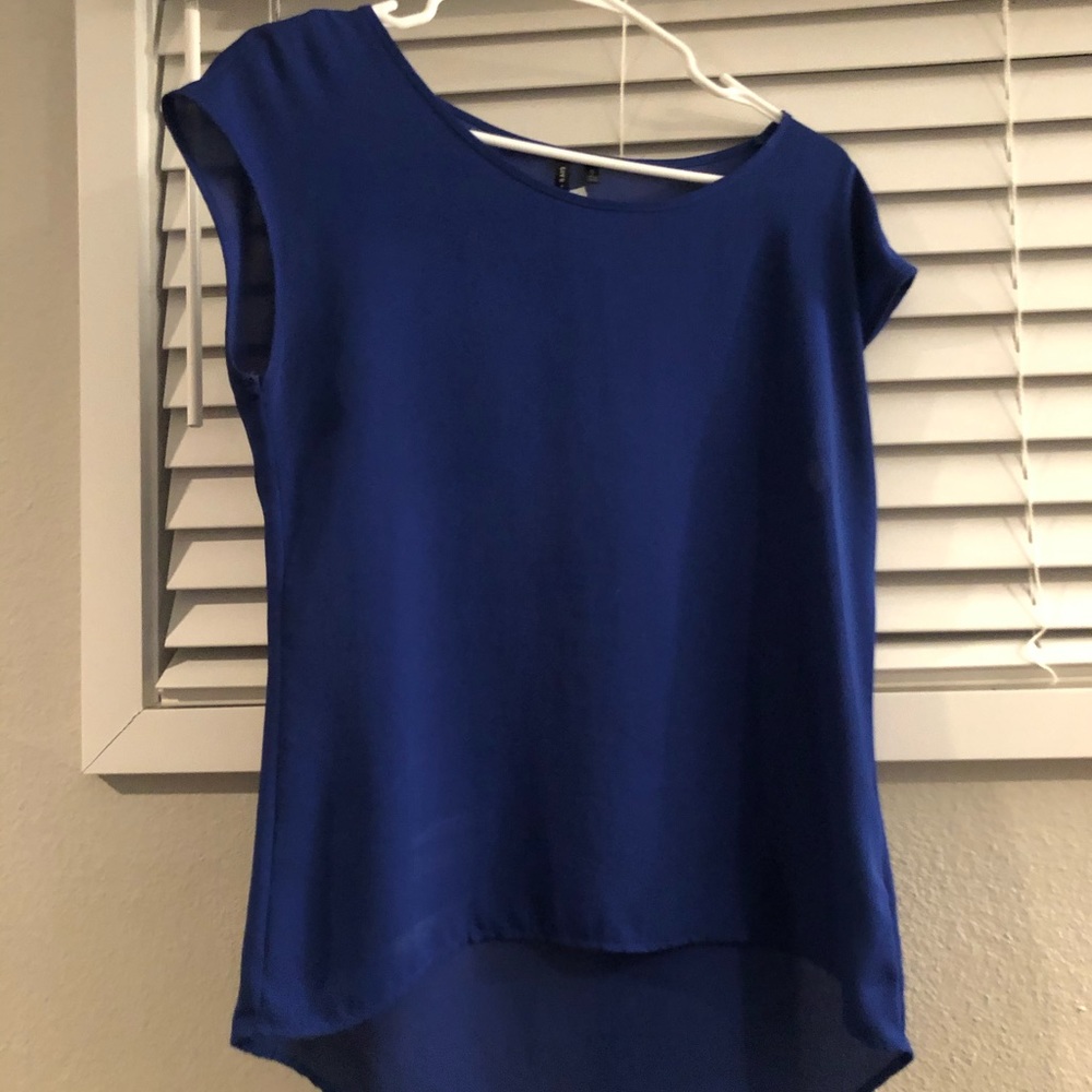 Blue short sleeve sheer shirt